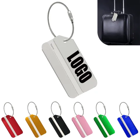Aluminum Luggage Tag with Cable