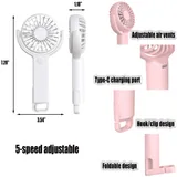 Five-Speed USB-C Handheld Fan with Clip — view 2