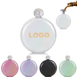 5 oz Round Stainless Steel Flask with Decorative Cap