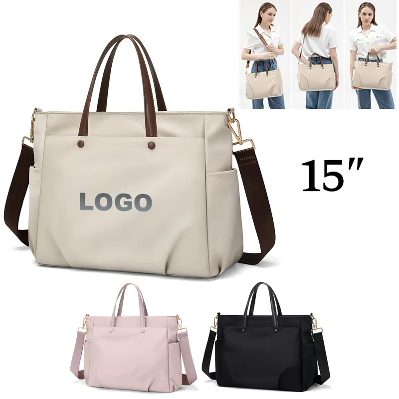 Oxford Laptop Tote with Detachable Shoulder Strap