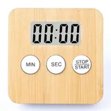 Bamboo-Front Digital Kitchen Timer — view 3