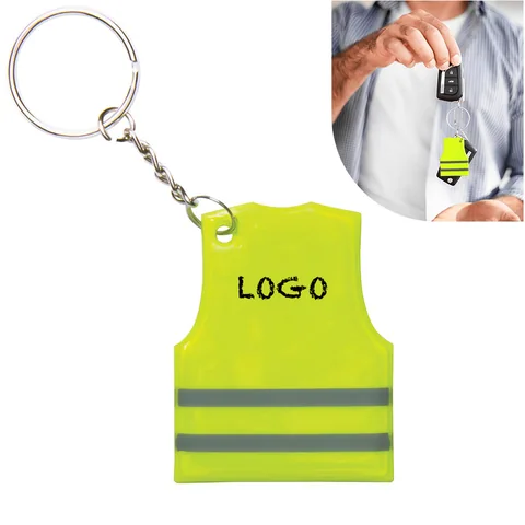 Reflective Vest-Shaped PVC Keychain