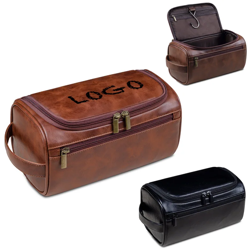 Hanging PU Leather Toiletry Bag