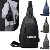 Nylon Crossbody Bag with Vertical Front Pocket
