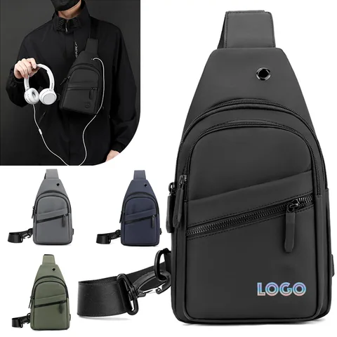 Crossbody Sling Bag with Cable Outlet