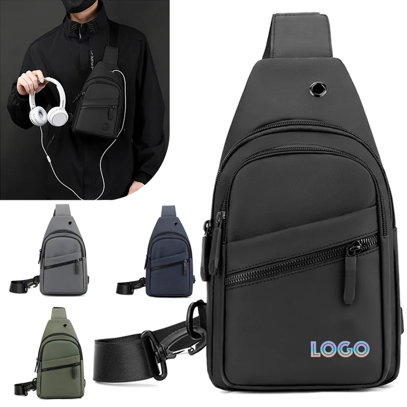 Crossbody Sling Bag with Cable Outlet