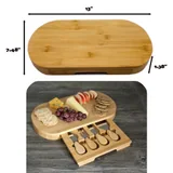 Bamboo Cheese Board with Drawer and Knife Set — view 2