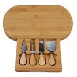 Bamboo Cheese Board with Drawer and Knife Set — view 3