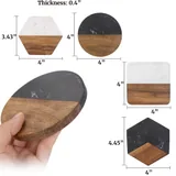 4-Inch Acacia and Marble Coaster — view 2