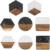4-Inch Acacia and Marble Coaster — view 3