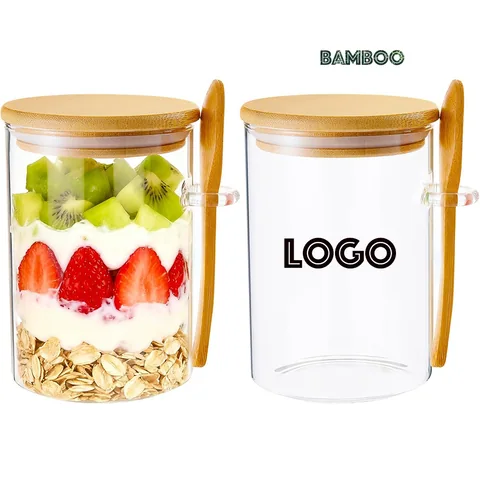 20 oz Glass Food Jar with Bamboo Lid and Spoon