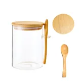 20 oz Glass Food Jar with Bamboo Lid and Spoon — view 3
