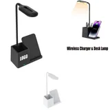 Wireless Charging Desk Lamp with Pen Holder