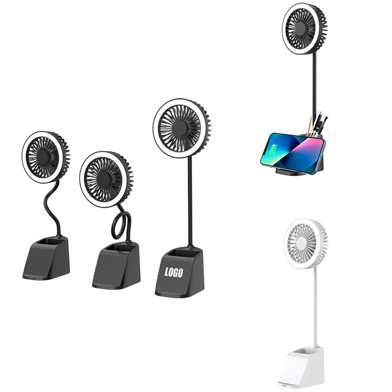 Wireless Charging Desk Fan with Light and Pen Holder