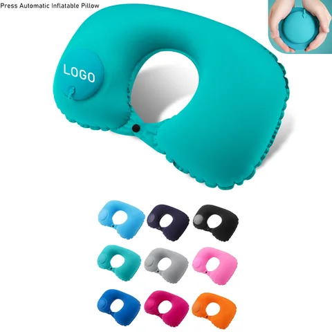 Inflatable Neck Pillow with Built-In Pump