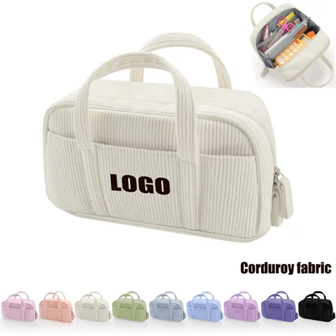 Corduroy Pencil Case with Handles