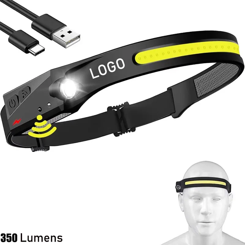 Rechargeable Wide-Beam Headlamp with Sensor