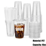16 oz Clear PET Cup with Lid and Straw
