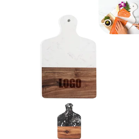 Marble and Acacia Serving Board with Handle