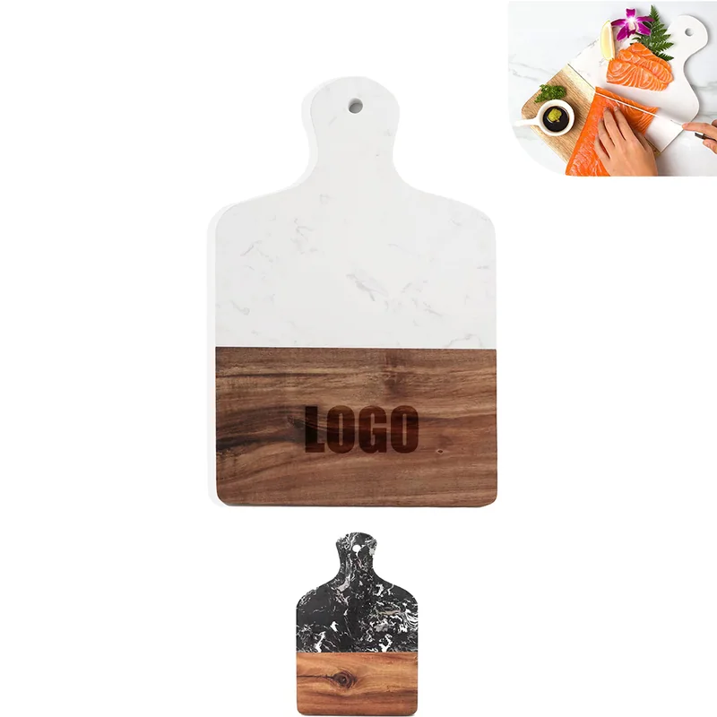 Marble and Acacia Serving Board with Handle