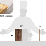 Marble and Acacia Serving Board with Handle — view 2