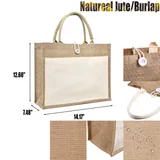Jute Tote with Canvas Pocket and Cotton Handles — view 2