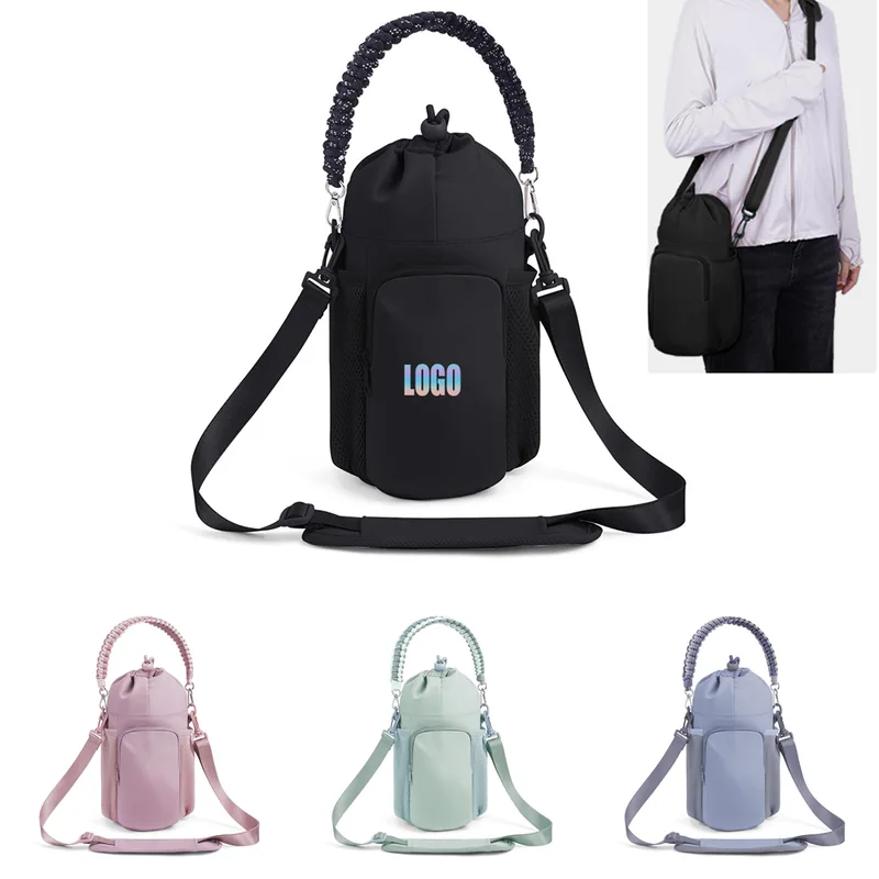 Bottle Carrier with Rope Handle and Shoulder Strap
