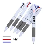 Three-Color Retractable Pen with Rubber Grip