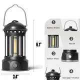 Vintage-Style COB Lantern with Metal Handle — view 2