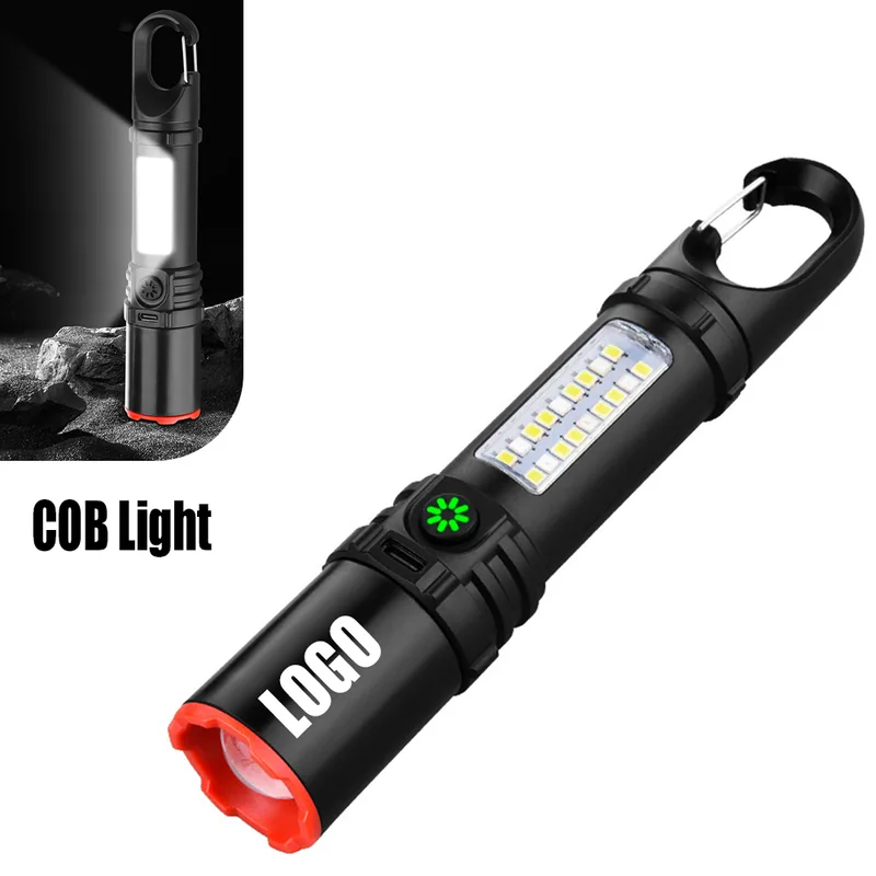 Rechargeable COB Flashlight with Five Light Modes