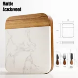 Marble and Acacia Cheese Board with Utensil Drawer — view 2