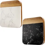 Marble and Acacia Cheese Board with Utensil Drawer — view 3