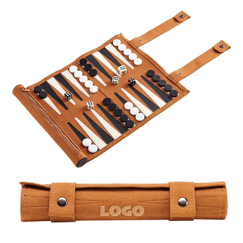 Suede Roll-Up Backgammon Set