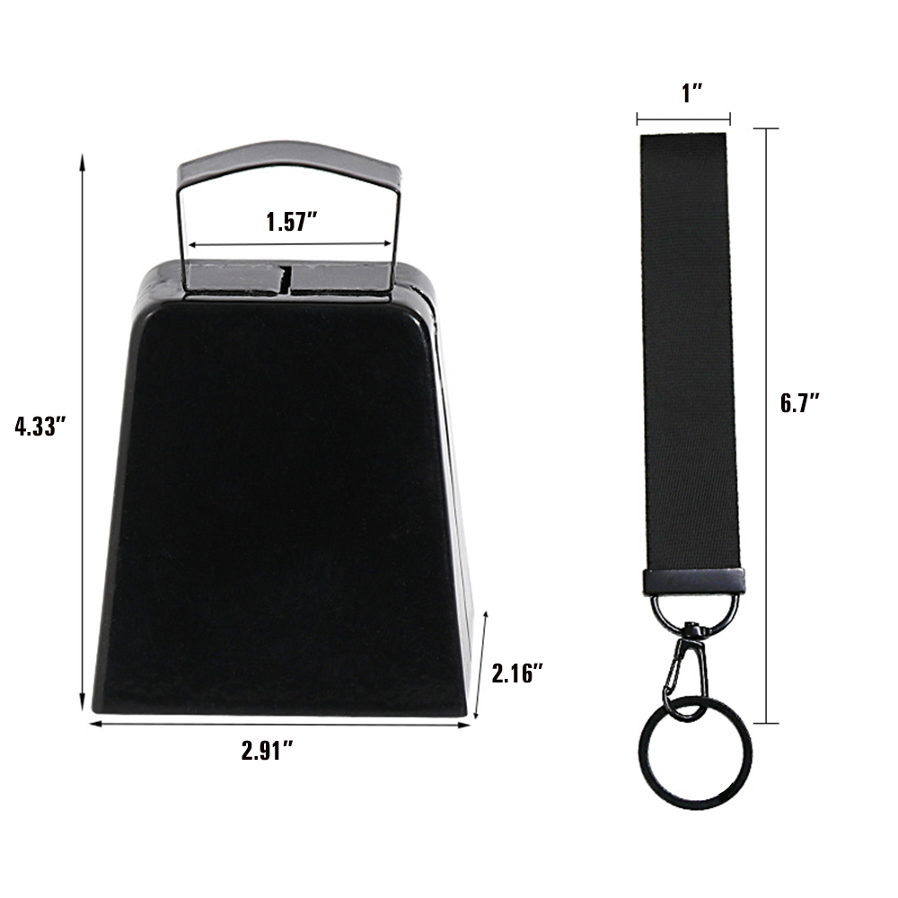 4-inch Mini Rigid Metal Cow Bell with Carry Strap — view 2