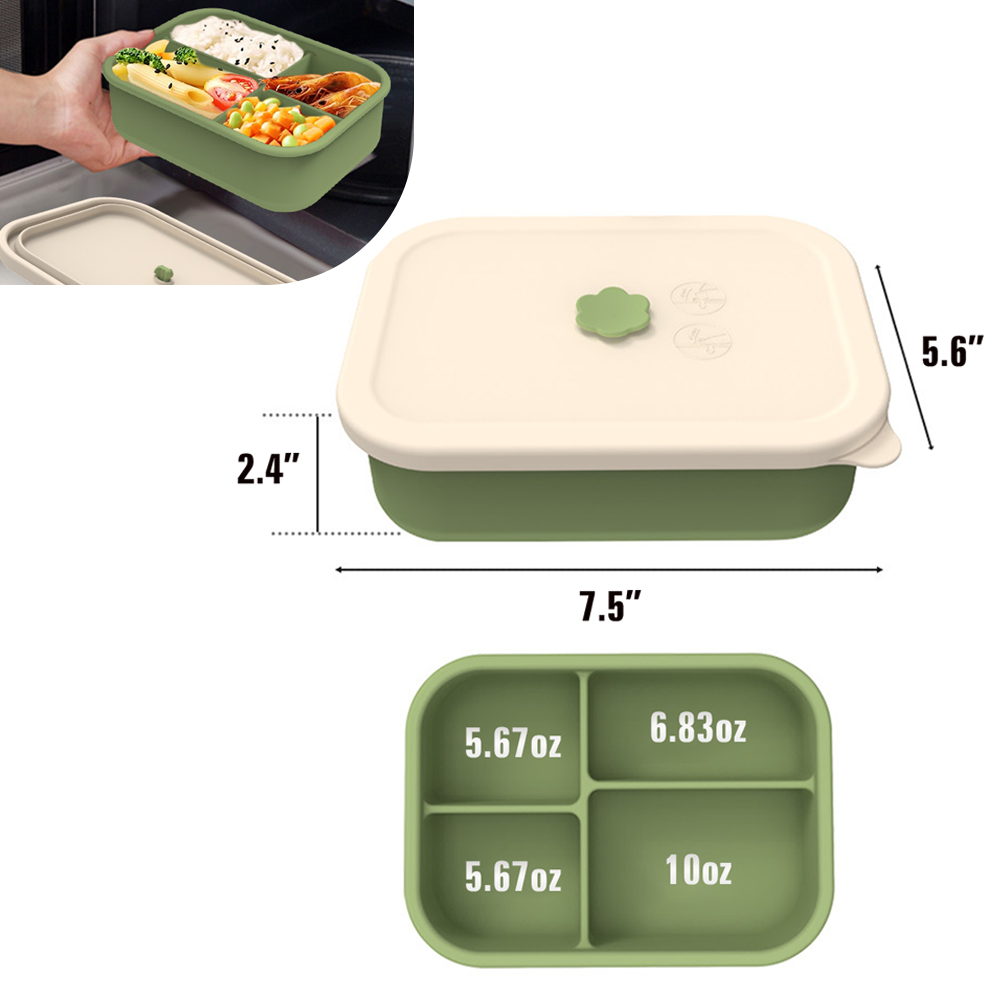 28 oz Rectangular Silicone Compartment Lunch Box — view 2