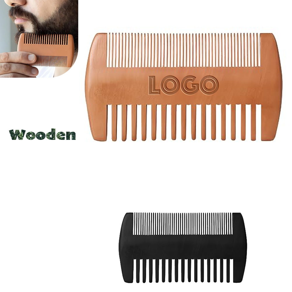 4-inch Dual-Sided Peach Wood Beard Comb