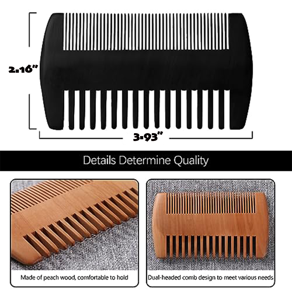 4-inch Dual-Sided Peach Wood Beard Comb — view 2