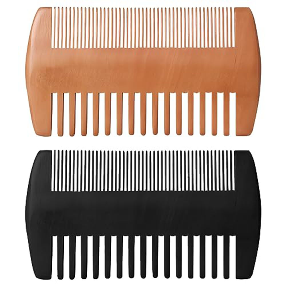 4-inch Dual-Sided Peach Wood Beard Comb — view 3