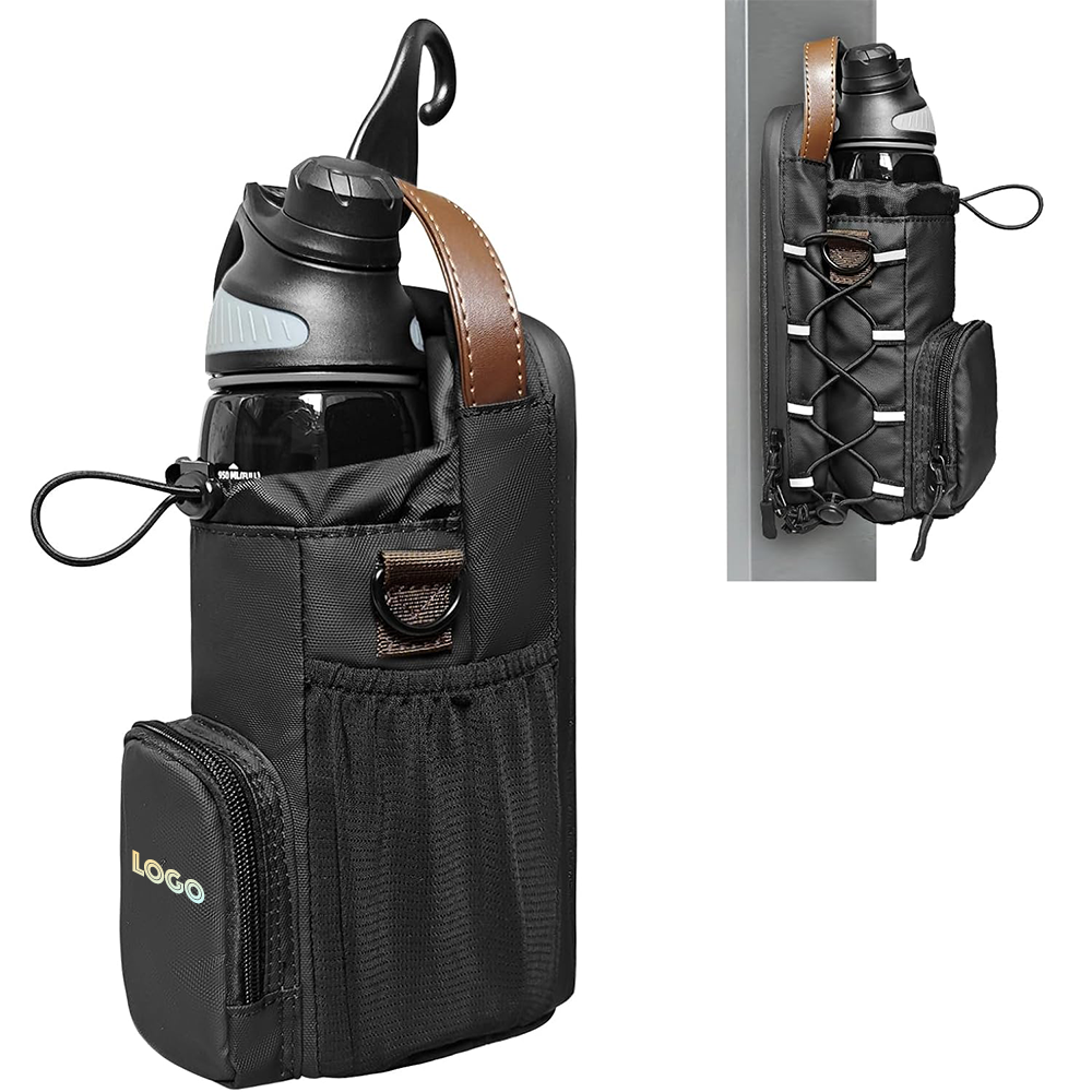 8-inch Magnetic Nylon Multi-Pocket Water Bottle Carrier Bag