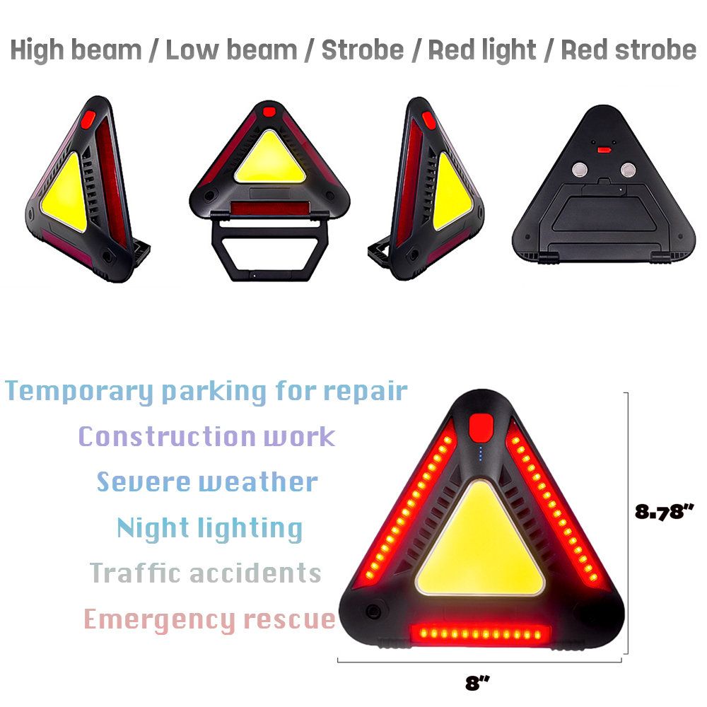 Portable High-Visibility Multi-Mode LED Hazard Triangle Light — view 2