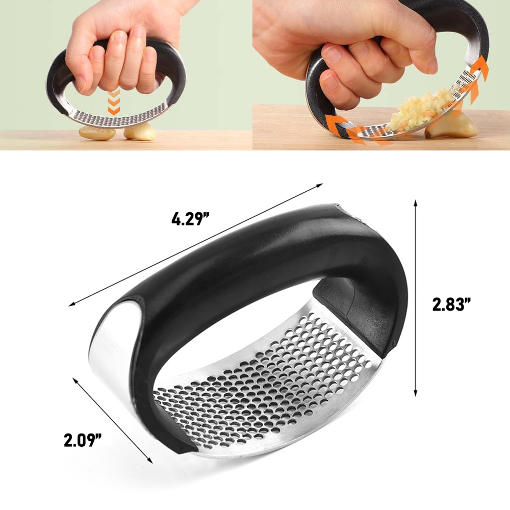 Stainless Steel Garlic Press Rocker with Handle — view 2