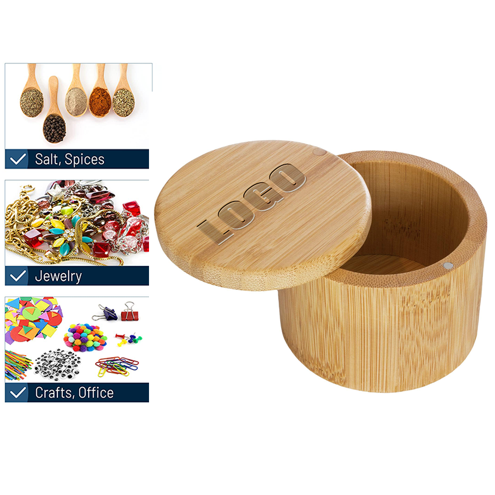 6 oz Bamboo Salt Cellar with Magnetic Swivel Lid
