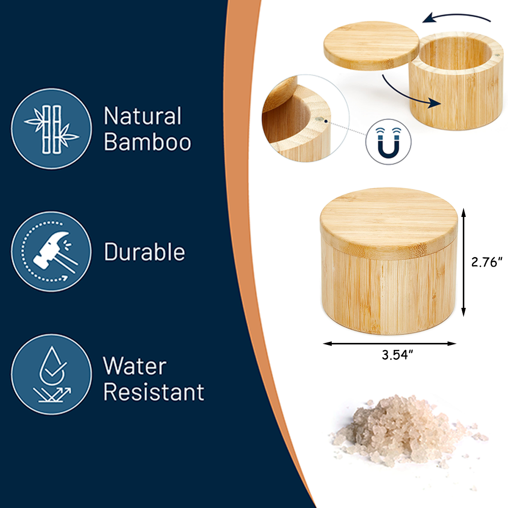 6 oz Bamboo Salt Cellar with Magnetic Swivel Lid — view 2