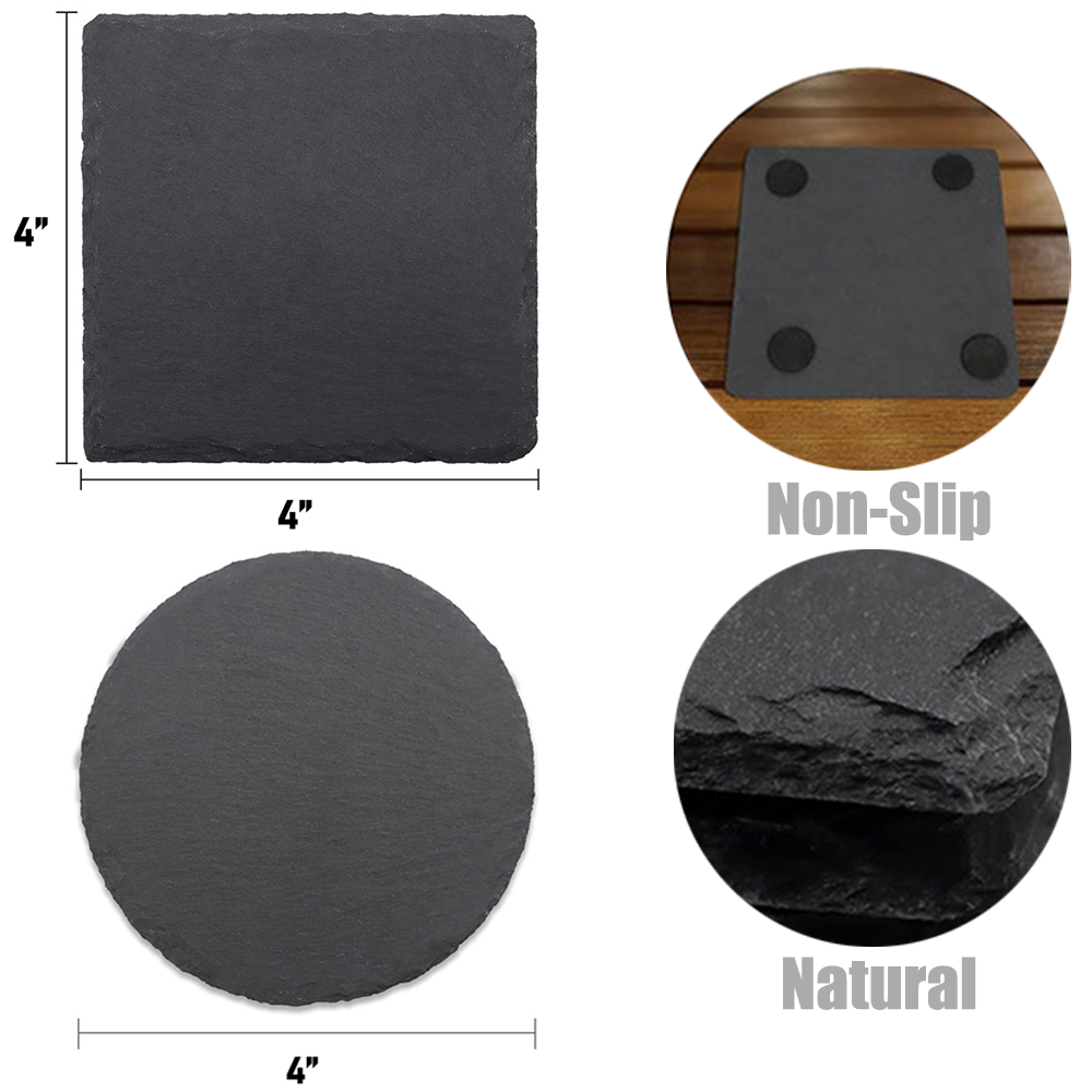 4-inch Custom Natural Black Slate Coaster — view 2
